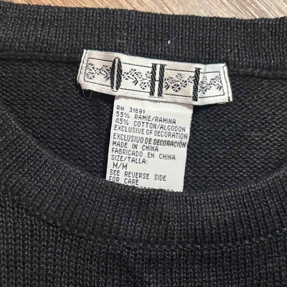 VTG Oversized Black Blue Sweater Colorful Skates Winter Holiday Ugly knit 90s M - Picture 7 of 8